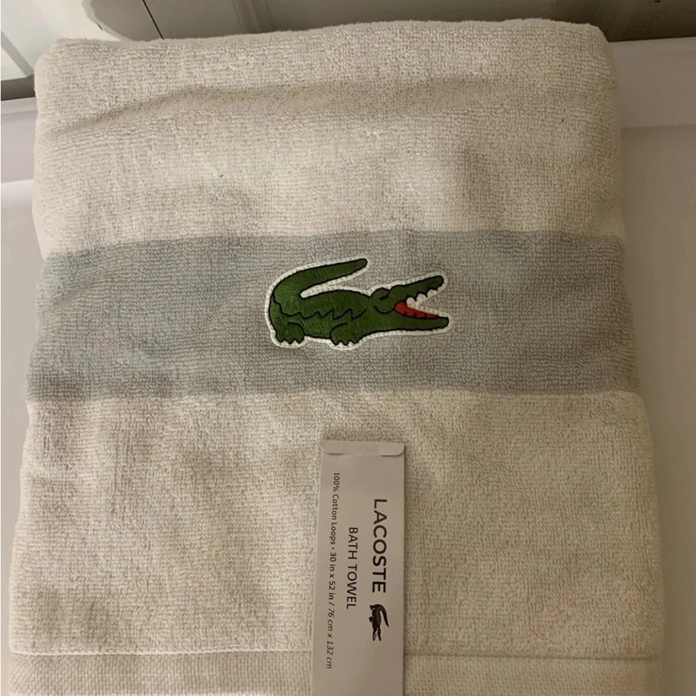 Lacoste gray white 52” X 30” Bath Towel